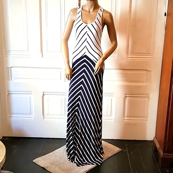 LeShop Maxi Dress navy and white - Picture 1 of 9